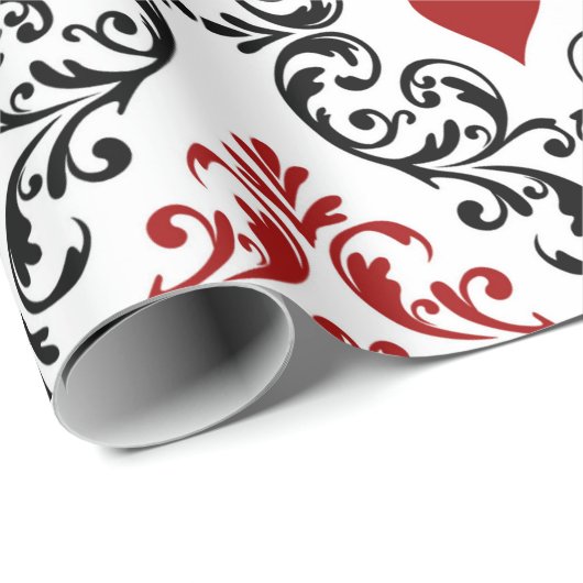 Kartenspiel-Anzug und Scroll auf Weiß Geschenkpapier (Rolleneckpunkt)