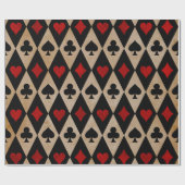 Kartenspiel-Anzüge auf Schwarz und Tan Geschenkpapier (Flach)