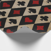 Kartenspiel-Anzüge auf Schwarz und Tan Geschenkpapier (Ecke)