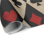 Kartenspiel-Anzüge auf Schwarz und Tan Geschenkpapier (Rolleneckpunkt)