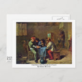 Kartenspiel-Endbauern in einer Taverne Postkarte (Vorne/Hinten)