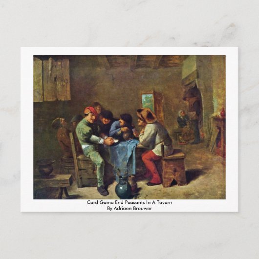 Kartenspiel-Endbauern in einer Taverne Postkarte (Vorderseite)