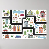 Kartenspiel für Kinder mit Straße, Autos und Häuse Poster (Vorne)