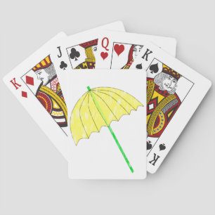 Kartenspiel mit einem gelben Regenschirm und Regen Spielkarten