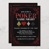 Kartenspiel-Nacht auf Black Poker Party Einladung (Vorne/Hinten)