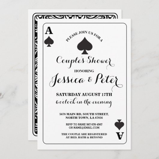 Kartenspiel oder King Queen Las Vegas Einladung (Vorne/Hinten)