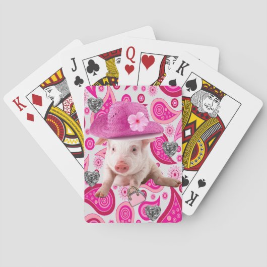 Kartenspiel Pink Pig Paisley Silberherz Spielkarten (Rückseite)