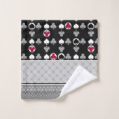 Kartenspiel, Poker, Tischkarten, Schwarz und Rot Badhandtuch Set (Waschlappen)