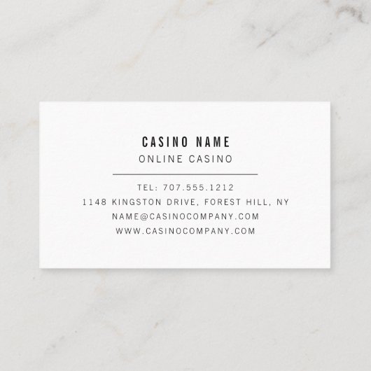 Kartenspielen, Anzug, Casino, Spieleindustrie Visitenkarte (Rückseite)