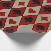 Kartenspielen auf Rot und Tan Geschenkpapier (Ecke)