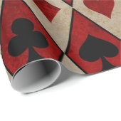 Kartenspielen auf Rot und Tan Geschenkpapier (Rolleneckpunkt)