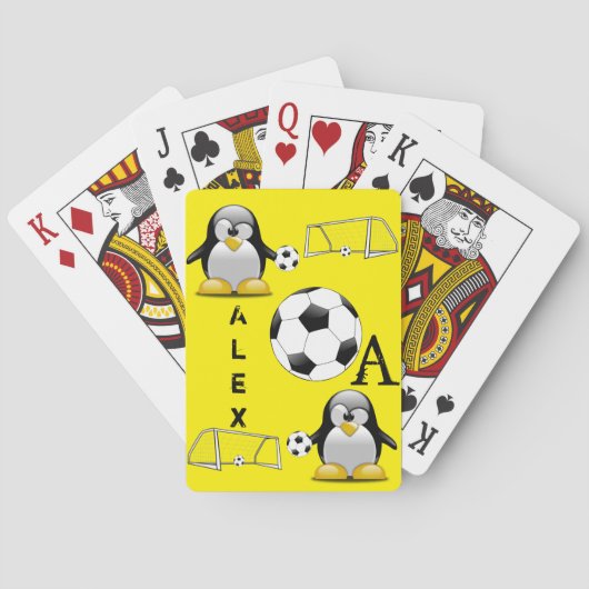 Kartenspielen Deck Pinguin Fußball Gelb Spielkarten (Rückseite)