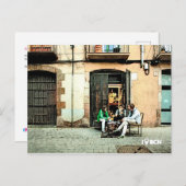 Kartenspielen im Geborenen Viertel von Barcelona Postkarte (Vorne/Hinten)