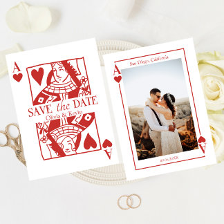 Kartenspielen Las Vegas Save the Date Hochzeit Einladung