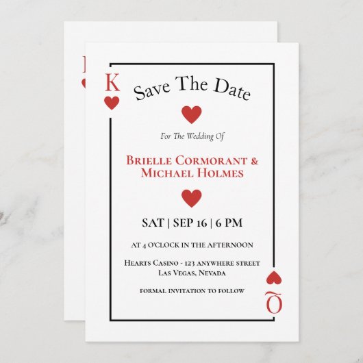 Kartenspielen Save the Date Las Vegas Wedding Einladung (Vorne/Hinten)