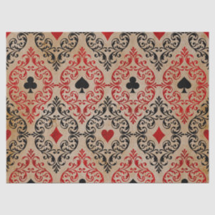 Kartenspielen und Rollen auf Tan Decoupage Seidenpapier