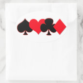 Kartenspielen von Anzügen Ovaler Aufkleber (Tasche)