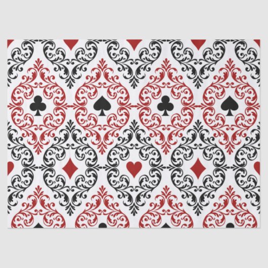 Kartenspielen von Anzügen und Rollen auf der White Seidenpapier (Vorderseite)