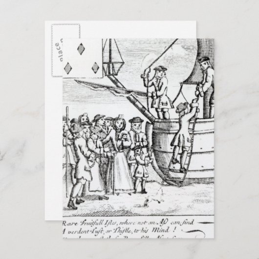 Kartenspielen von Einwanderern, die ankommen Postkarte (Vorne/Hinten)