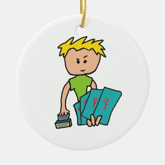 Kartenspieler Keramik Ornament (Vorne)