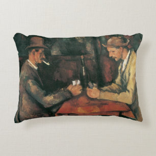 Kartenspieler von Paul Cezanne, Vintage Kunst Dekokissen