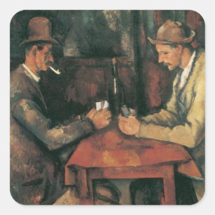 Kartenspieler von Paul Cezanne, Vintage Kunst Quadratischer Aufkleber