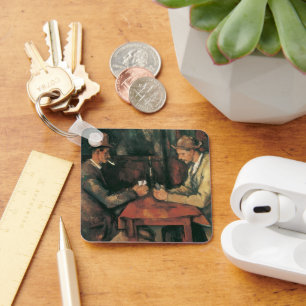 Kartenspieler von Paul Cezanne, Vintage Kunst Schlüsselanhänger