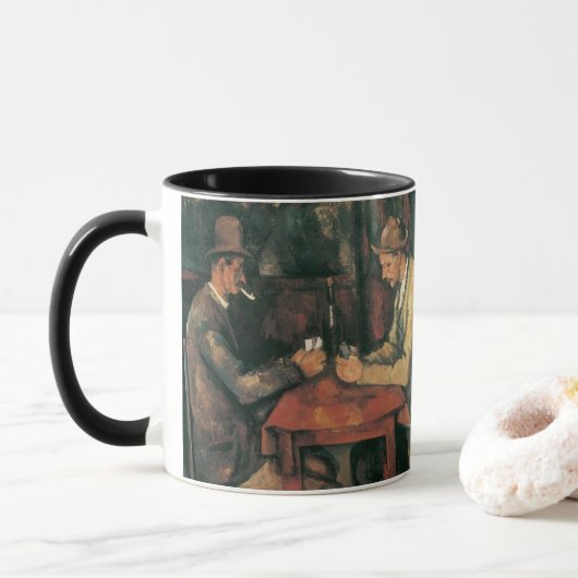 Kartenspieler von Paul Cezanne, Vintage Kunst Tasse (Mit Donut)