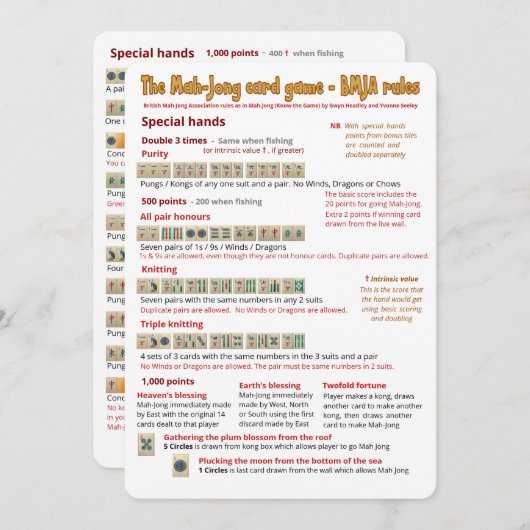 Kartenspielregeln - spezielle Hände Einladung (Vorne/Hinten)