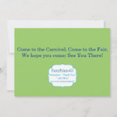 Kartenstand und Karussell, Karneval Circus Party Einladung (Rückseite)