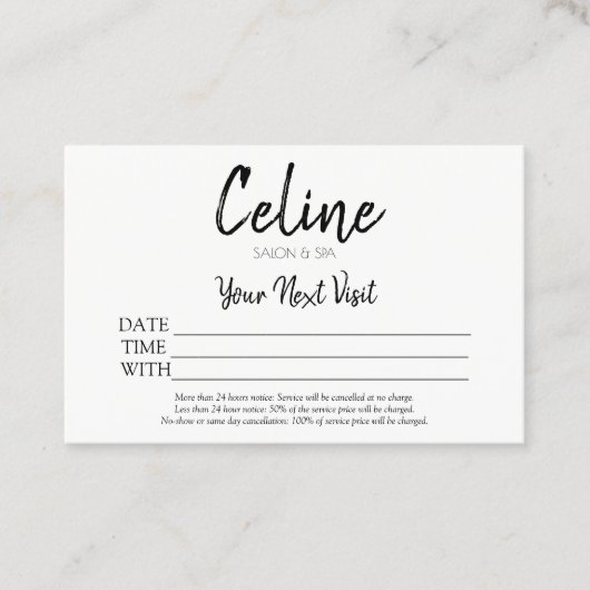 Kartenverkauf und Wellness-Center Visitenkarte (Vorderseite)