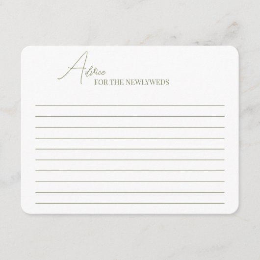 Kartenvorführung für eine Brautdusche. Begleitkarte (Vorderseite)