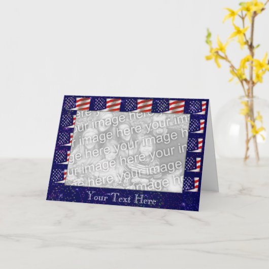 Kartenvorlage - Amerikanische Flagge Karte (Gelbe Blume)