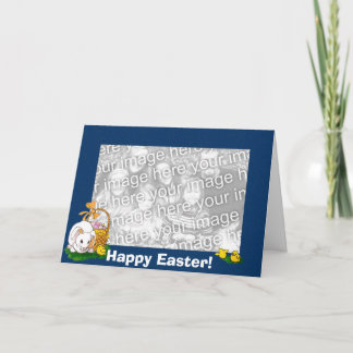 Kartenvorlage - Osterhase (blaue Grenze) Feiertagskarte