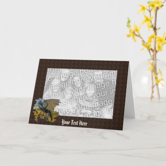 Kartenvorlage - Schwarzer Drache Karte (Gelbe Blume)