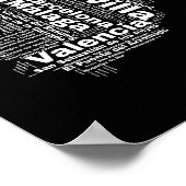 Kartenwortwolke mit Städtenamen Poster (Ecke)