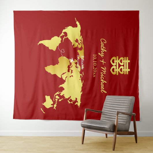 Kartenziel chinesische Hochzeit Foto Hintergrund Wandteppich (Beispiel (Horizontal))