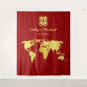 Kartenziel chinesische Hochzeit Foto Hintergrund Wandteppich (Vorderseite)