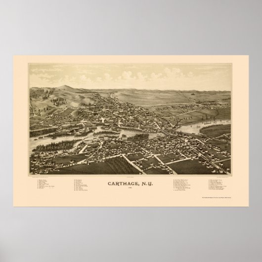 Karthago, NY Panoramablick - 1888 Poster (Vorne)