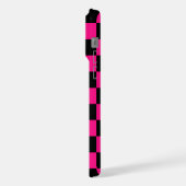 Kartierte Quadrate mit rosa, schwarz Retrogramm iPhone Hülle (Linke Seite)