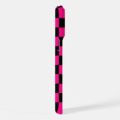 Kartierte Quadrate mit rosa, schwarz Retrogramm iPhone Hülle (Rechte Seite)