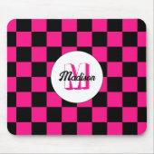 Kartierte Quadrate mit rosa, schwarz Retrogramm Mousepad (Vorne)
