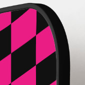 Kartierte Quadrate mit rosa, schwarz Retrogramm Pickleball Schläger (Linke Seite)