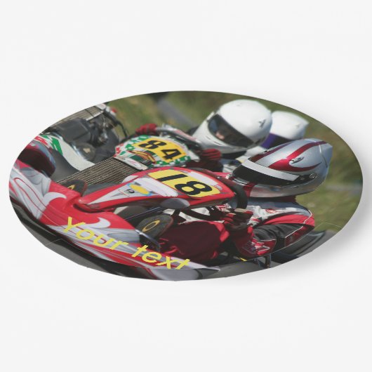 Karting Party-Papier-Teller geht Karts Pappteller (Schrägansicht)