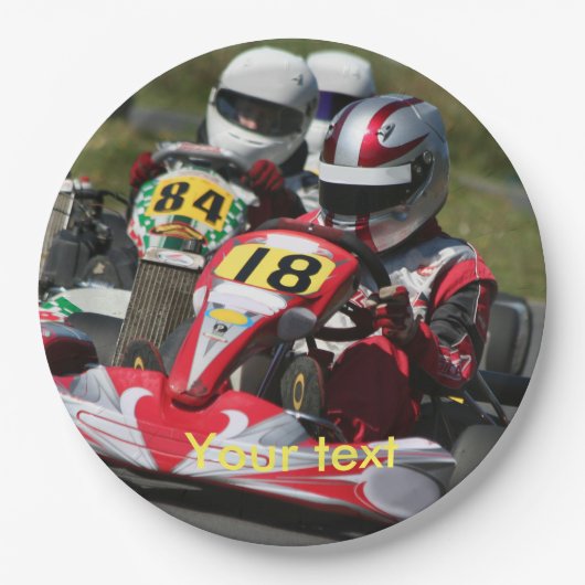 Karting Party-Papier-Teller geht Karts Pappteller (Vorderseite)