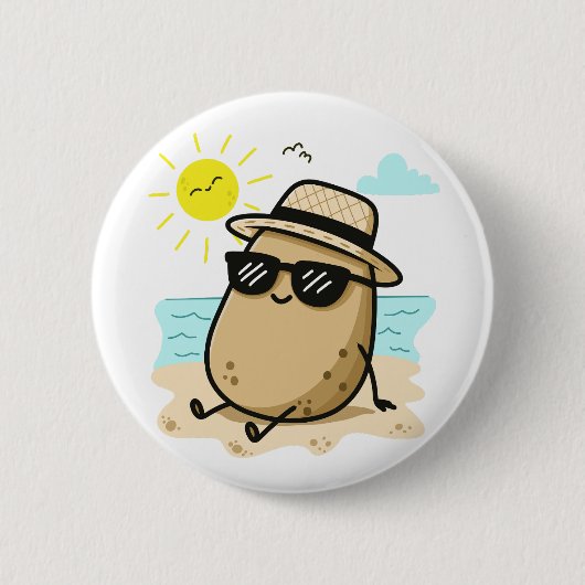 Kartoffel Am Strand Sommerstimmung Button (Vorderseite)