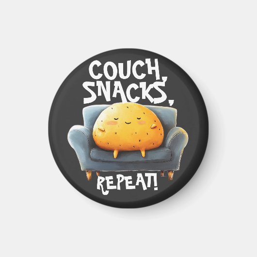 Kartoffel auf der Couch Lustig Magnet (Vorne)