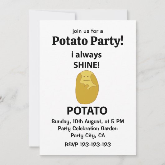 Kartoffel I immer Shine Funny Potato Einladung (Vorderseite)