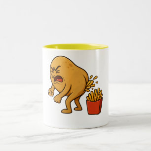 Kartoffel-Kotzende Pommes Frites l Lustige Pommes  Zweifarbige Tasse