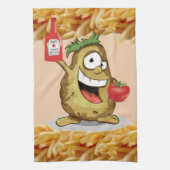 Kartoffel, Pommes frites, Ketschup, Handtuch Küche (Vertikal)